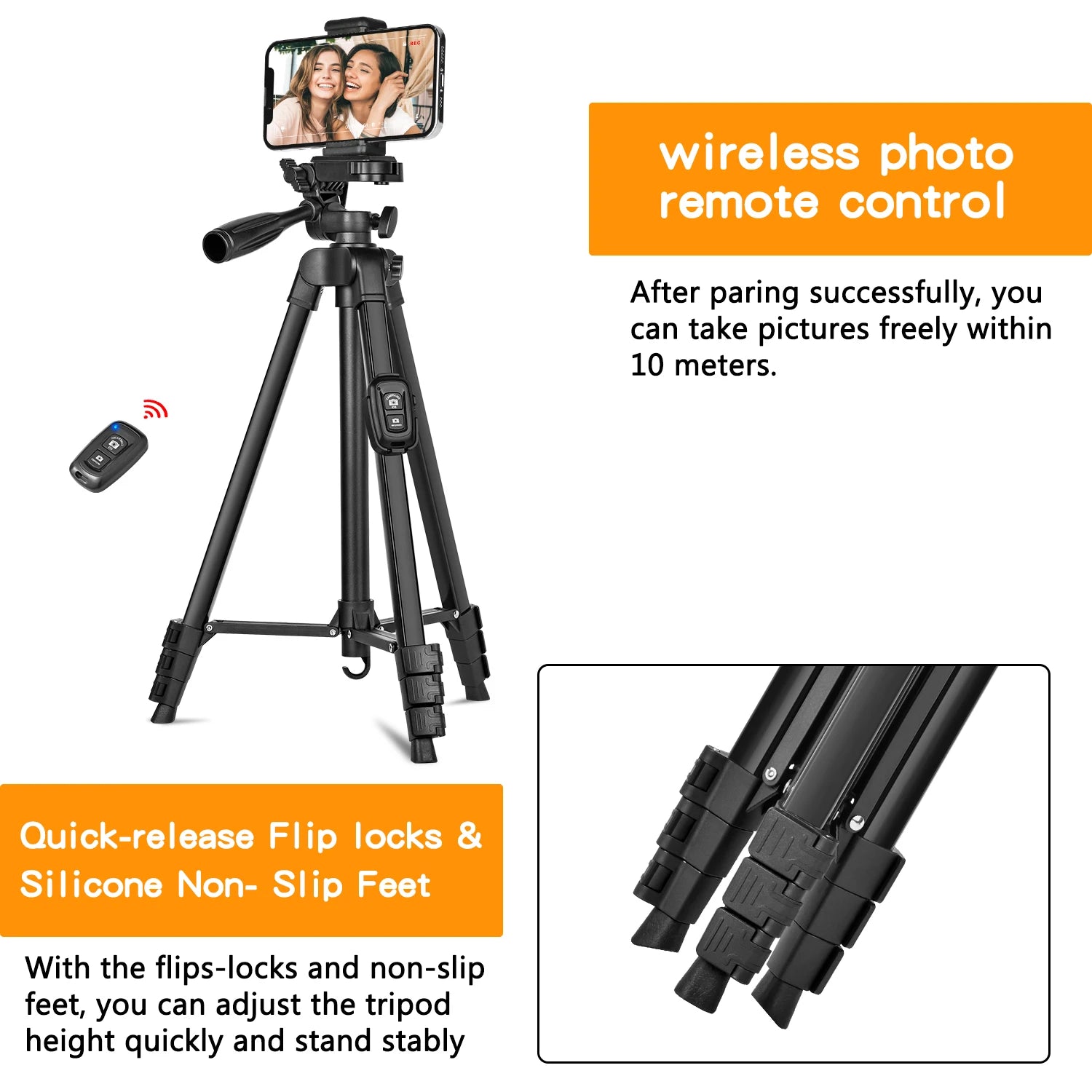Técnica / Premium (Eleva el valor percibido del producto)Trípode de Aluminio Ajustable de 60" para Fotografía y Video con Control Remoto