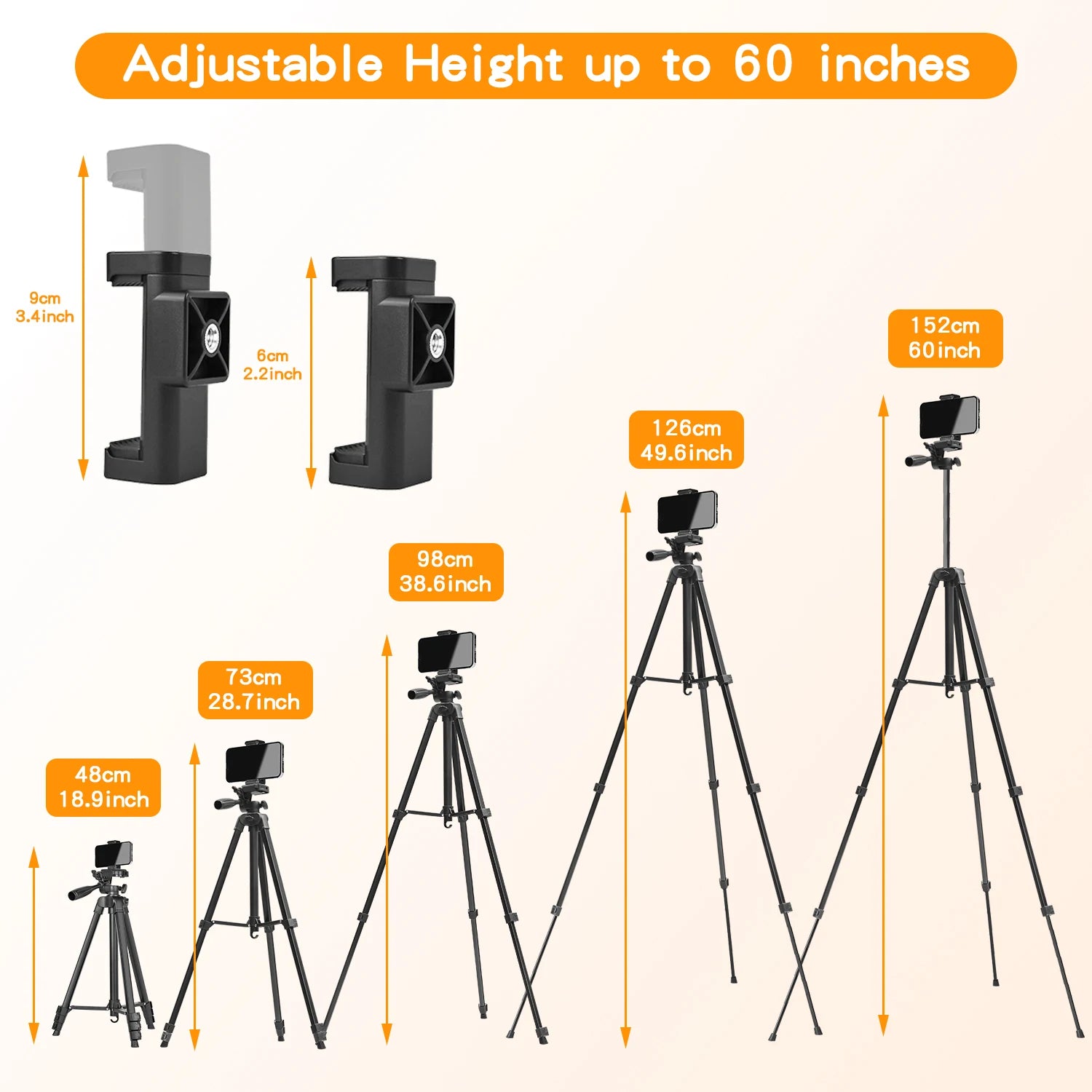 Técnica / Premium (Eleva el valor percibido del producto)Trípode de Aluminio Ajustable de 60" para Fotografía y Video con Control Remoto