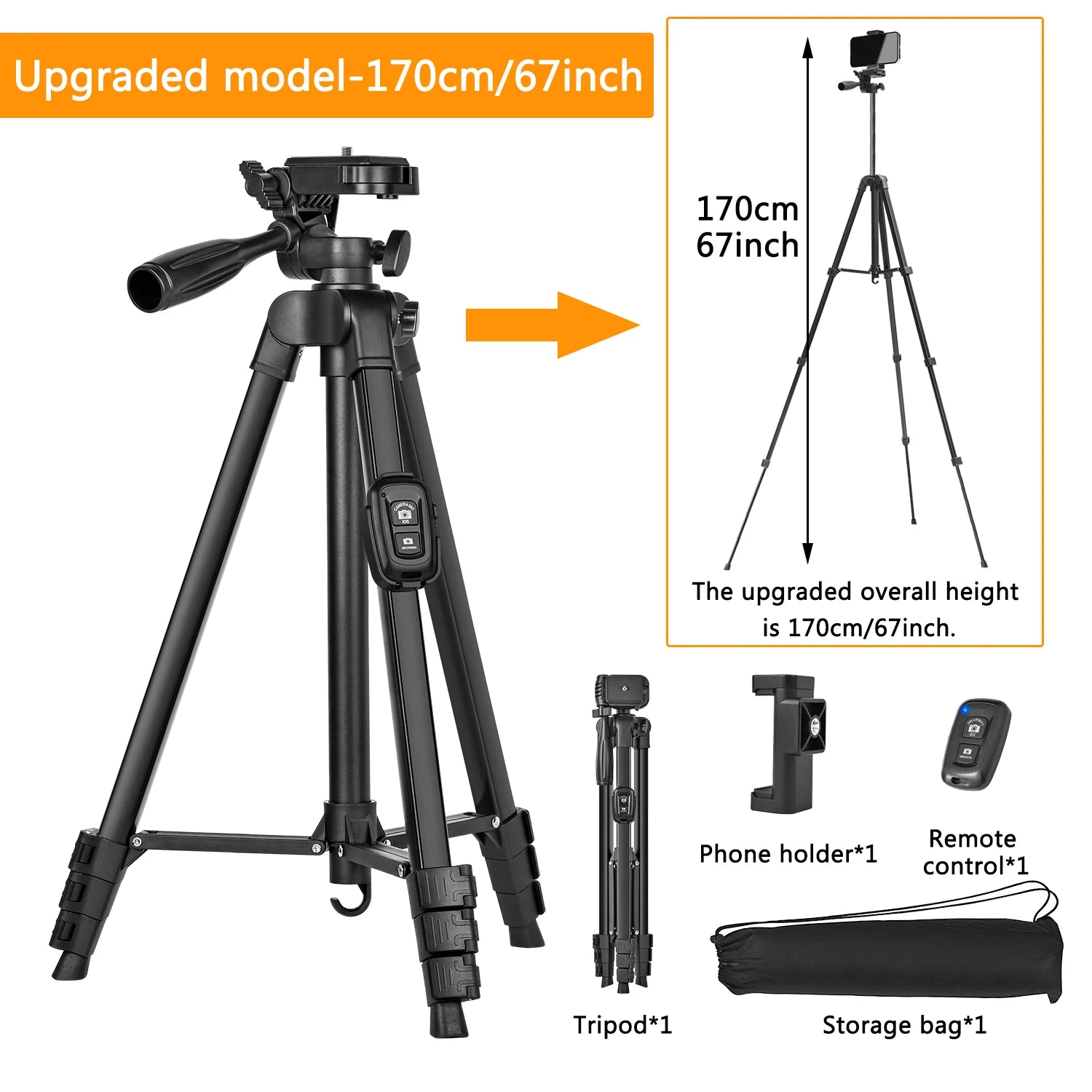 Técnica / Premium (Eleva el valor percibido del producto)Trípode de Aluminio Ajustable de 60" para Fotografía y Video con Control Remoto
