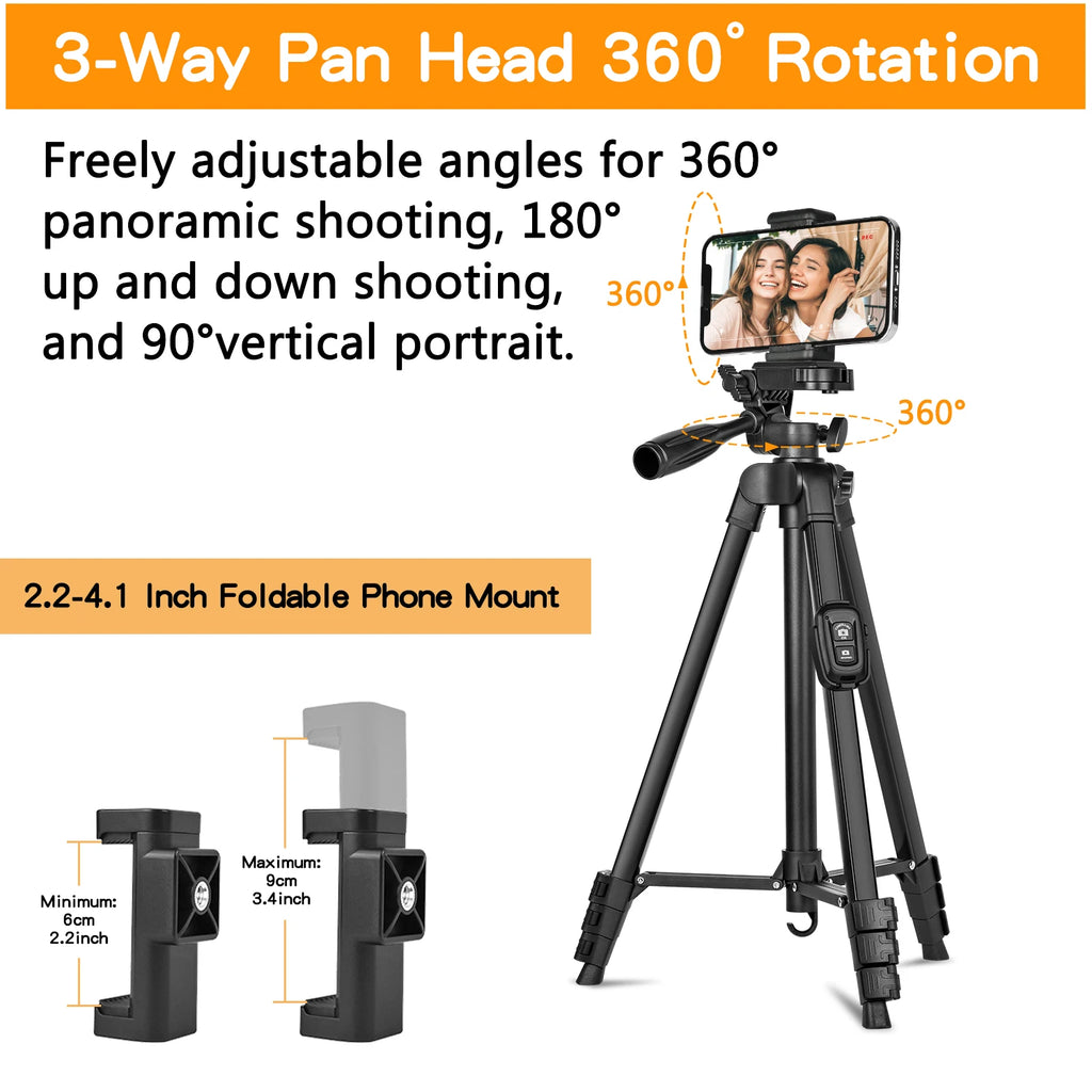 Técnica / Premium (Eleva el valor percibido del producto)Trípode de Aluminio Ajustable de 60" para Fotografía y Video con Control Remoto