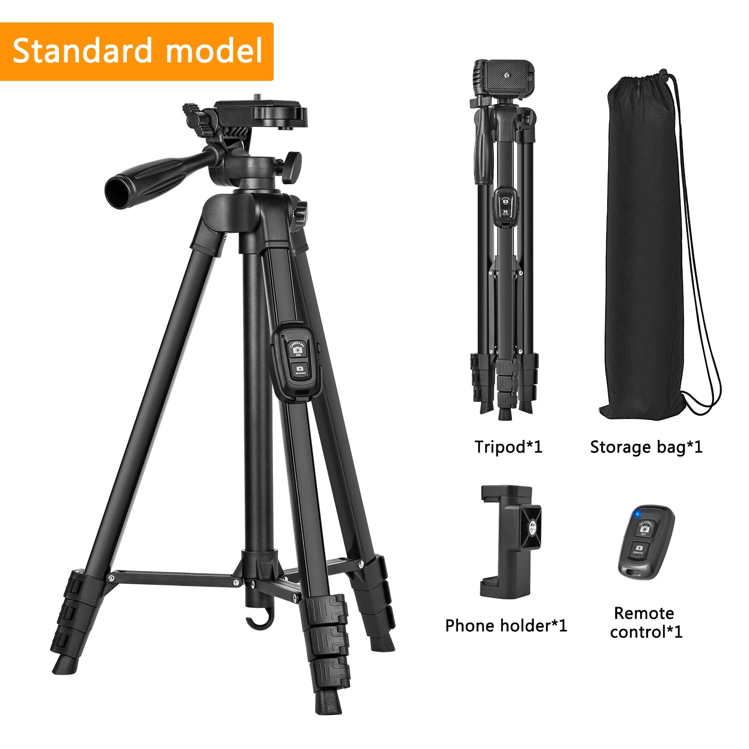 Técnica / Premium (Eleva el valor percibido del producto)Trípode de Aluminio Ajustable de 60" para Fotografía y Video con Control Remoto